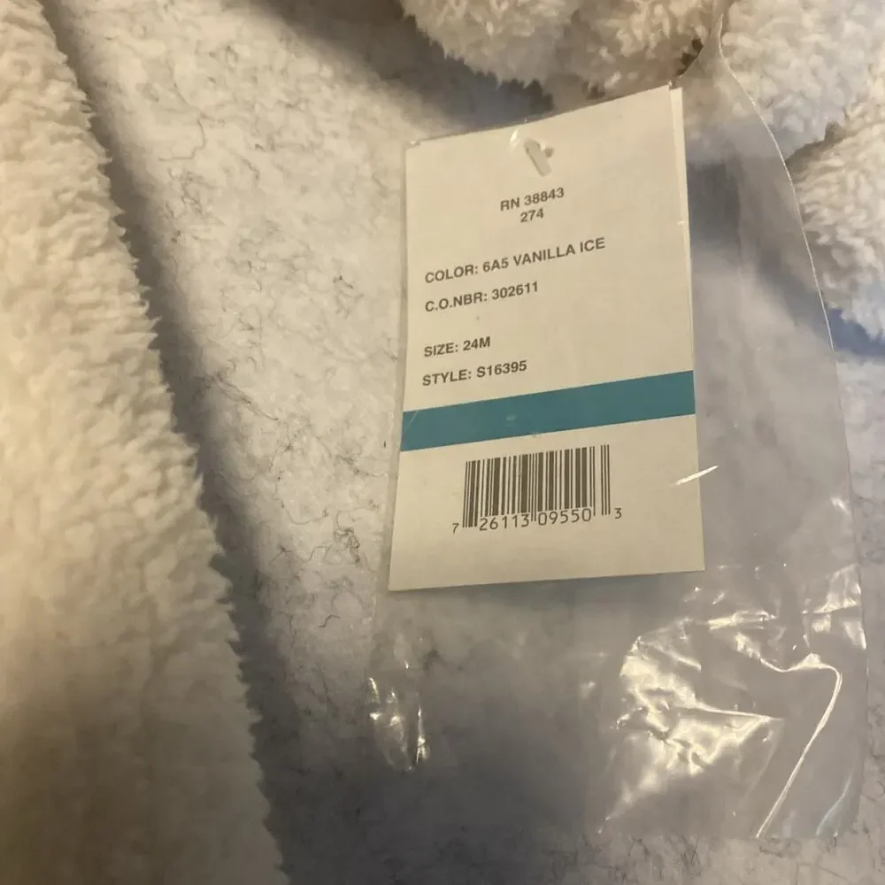 NWT Le Petit Rothschild Plush Snowsuit Soft Hood Baby Size 24 Months Cream Dog